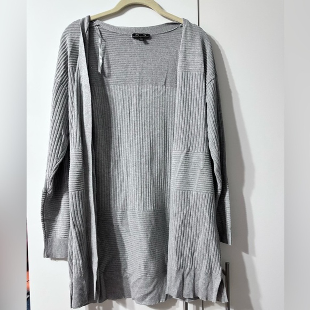 Lety & Me Gray Ribbed Women's Cardigan Sweater